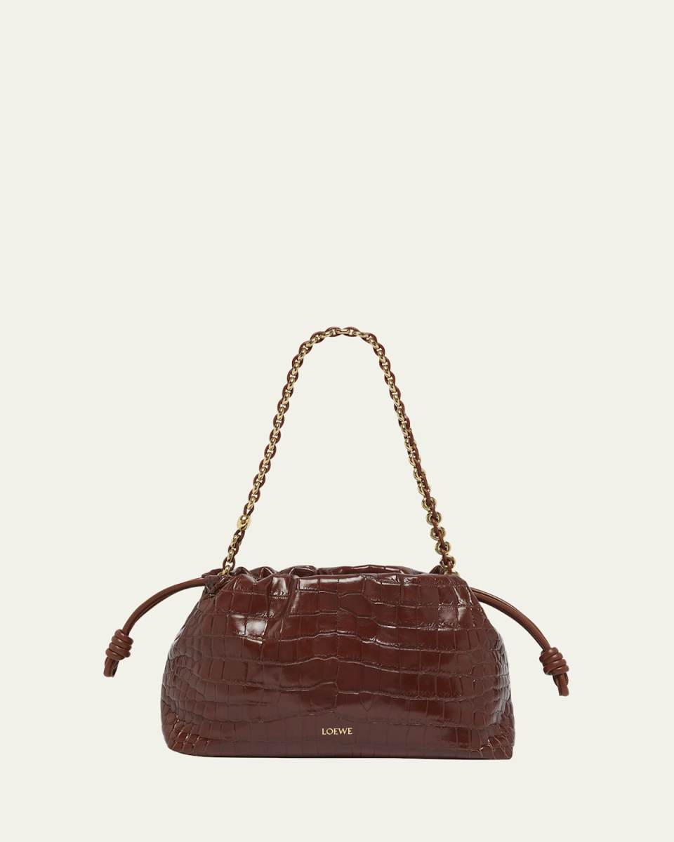 Flamenco Medium Shoulder Bag in Shiny Crocodile
